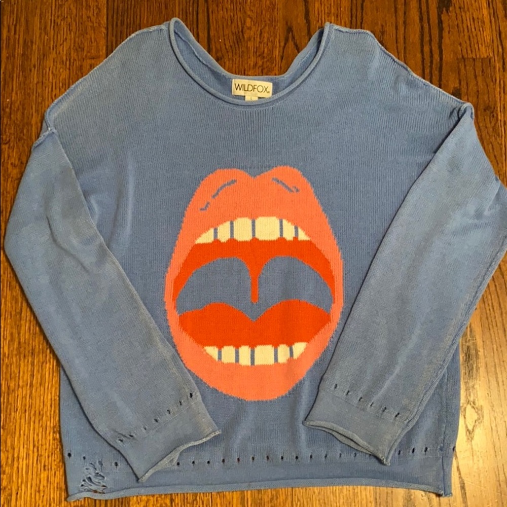 Wildfox No Filter Bloomy Distressed Sweater - L